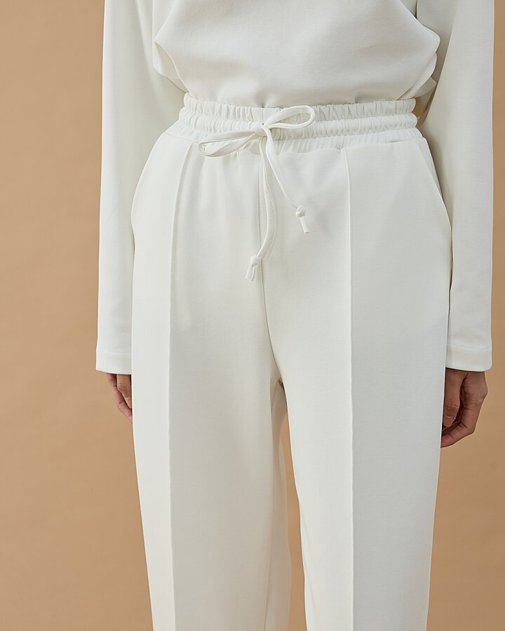 Premium Doubleface Straight Fit Nervürlü Eşofman Altı Ekru - Aybikestil (1)