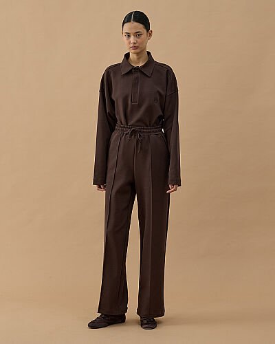 Premium Doubleface Straight Fit Nervürlü Eşofman Altı Kahve - Aybikestil (1)