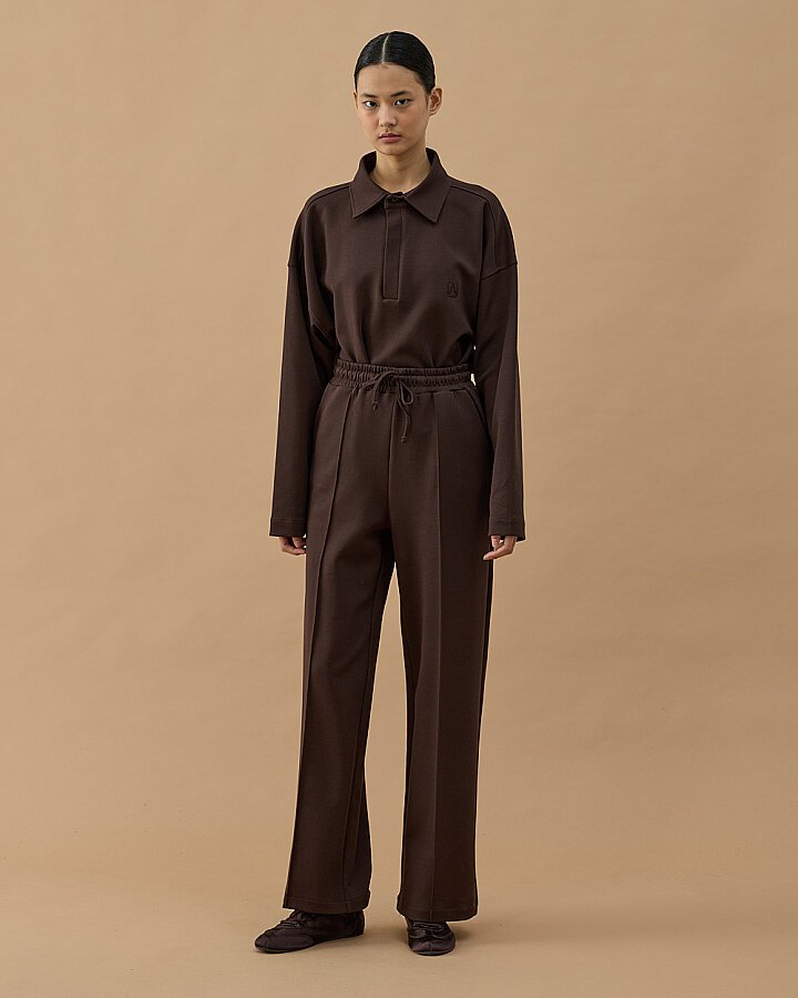 Premium Doubleface Straight Fit Nervürlü Eşofman Altı Kahve - Aybikestil (1)