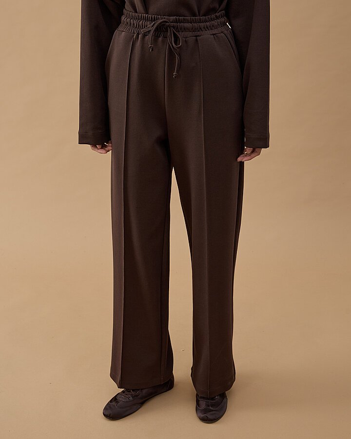 Premium Doubleface Straight Fit Nervürlü Eşofman Altı Kahve - Aybikestil (1)