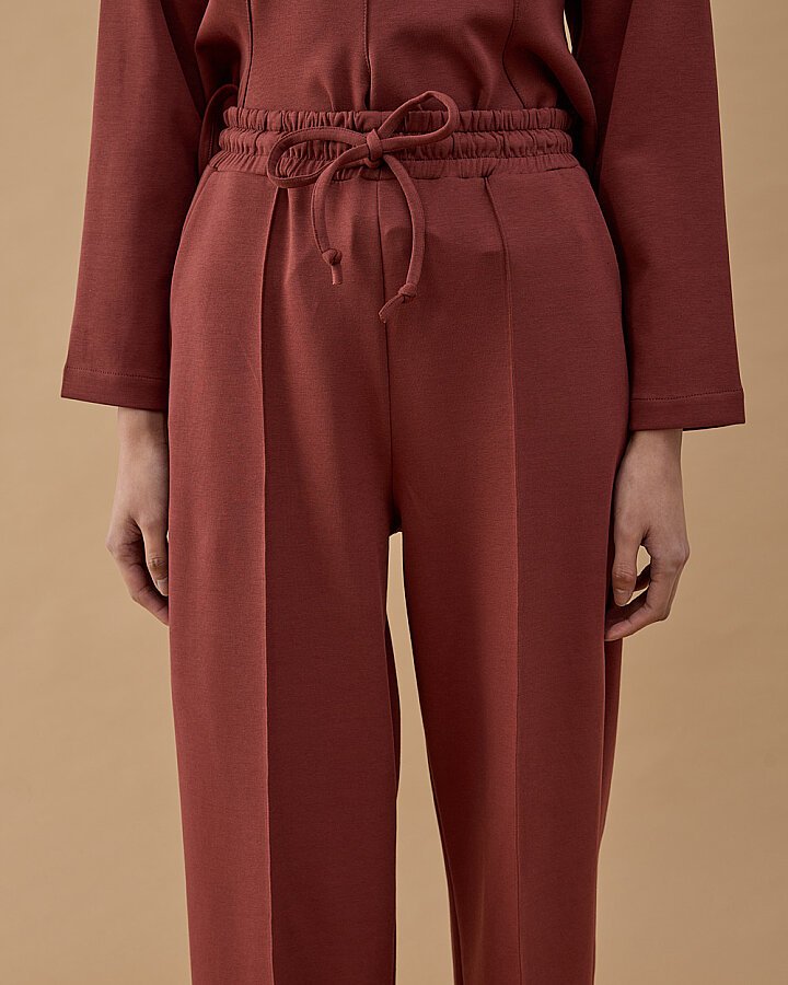 Premium Doubleface Straight Fit Nervürlü Eşofman Altı Terra Cotta - Aybikestil (1)