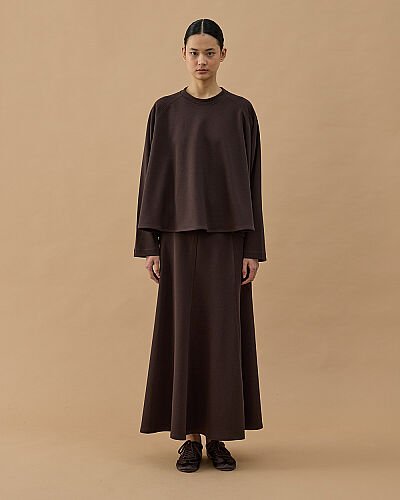 Premium Doubleface Volanlı Kısa Bluz Kahve - Aybikestil (1)