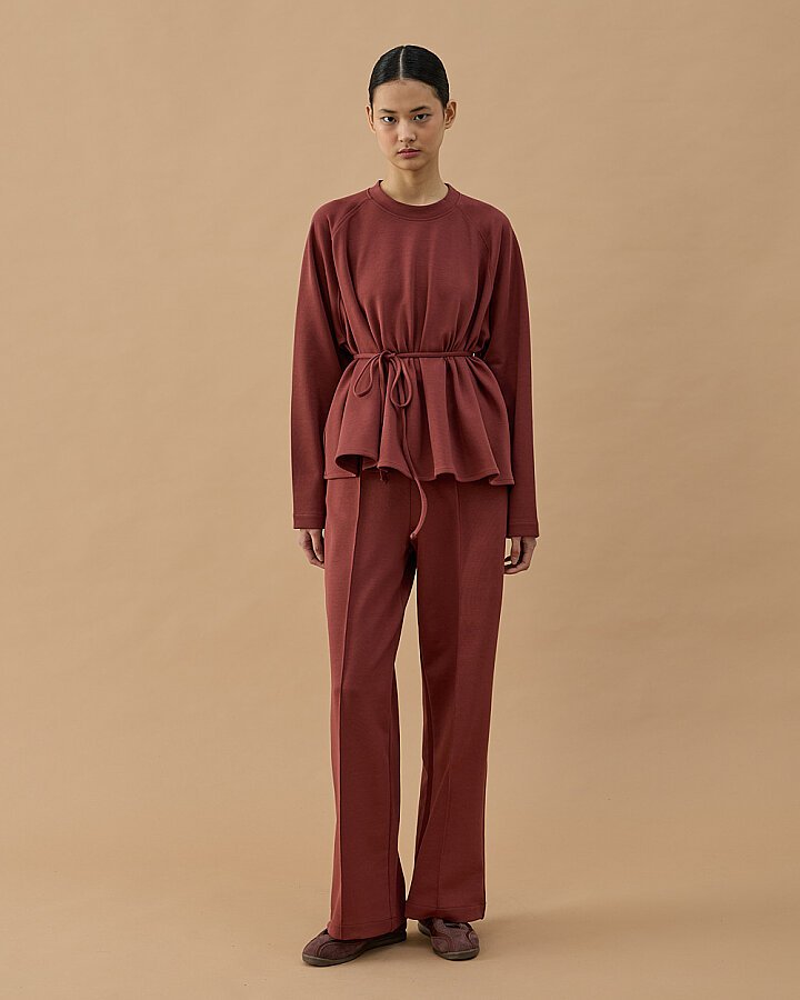 Premium Doubleface Volanlı Kısa Bluz Terra Cotta - Aybikestil (1)