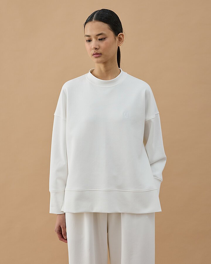 Premium Doubleface Yırtmaçlı Sweat Bluz Ekru - Aybikestil (1)