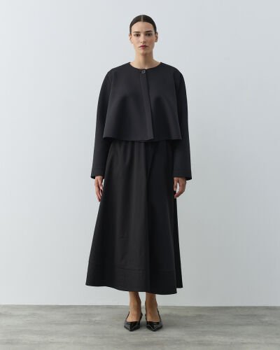 Puf Kısa Crop Volanlı Ceket Siyah - Aybikestil (1)