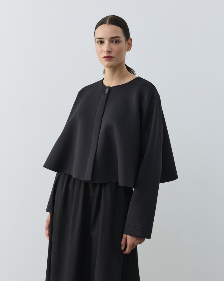 Puf Kısa Crop Volanlı Ceket Siyah - Aybikestil (1)