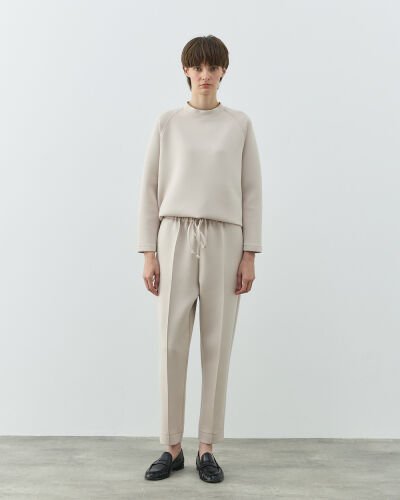 Puf Lastikli Cepli Havuç Kesim Pantolon Bej - Aybikestil (1)