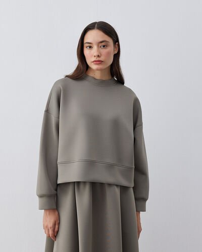 Puf Oversize Mini Sweat Haki - Aybikestil