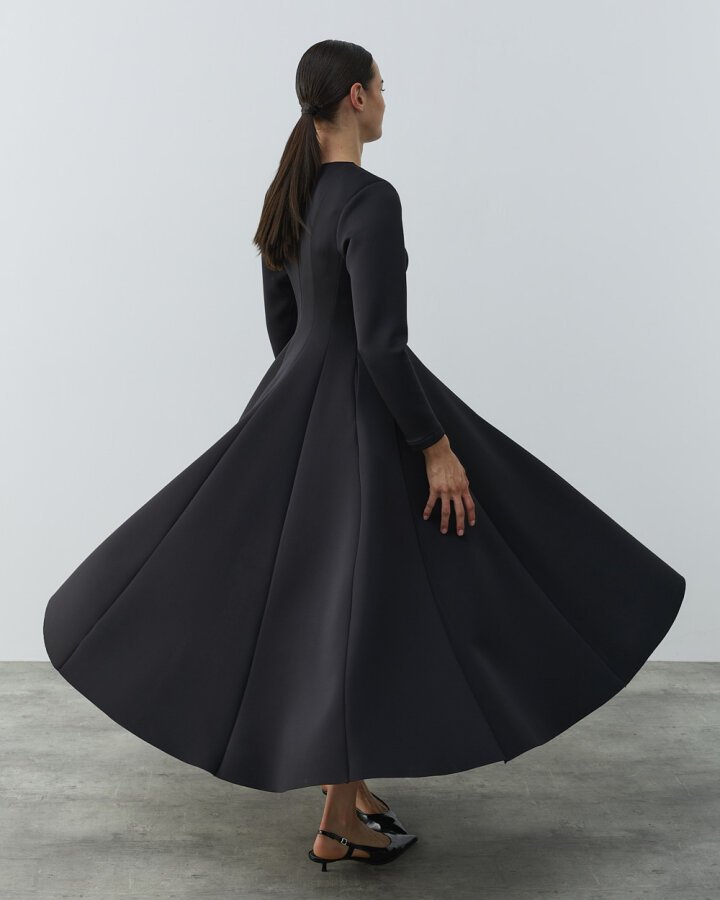 Puf Parçalı Oturan Fit Elbise Siyah - Aybikestil (1)