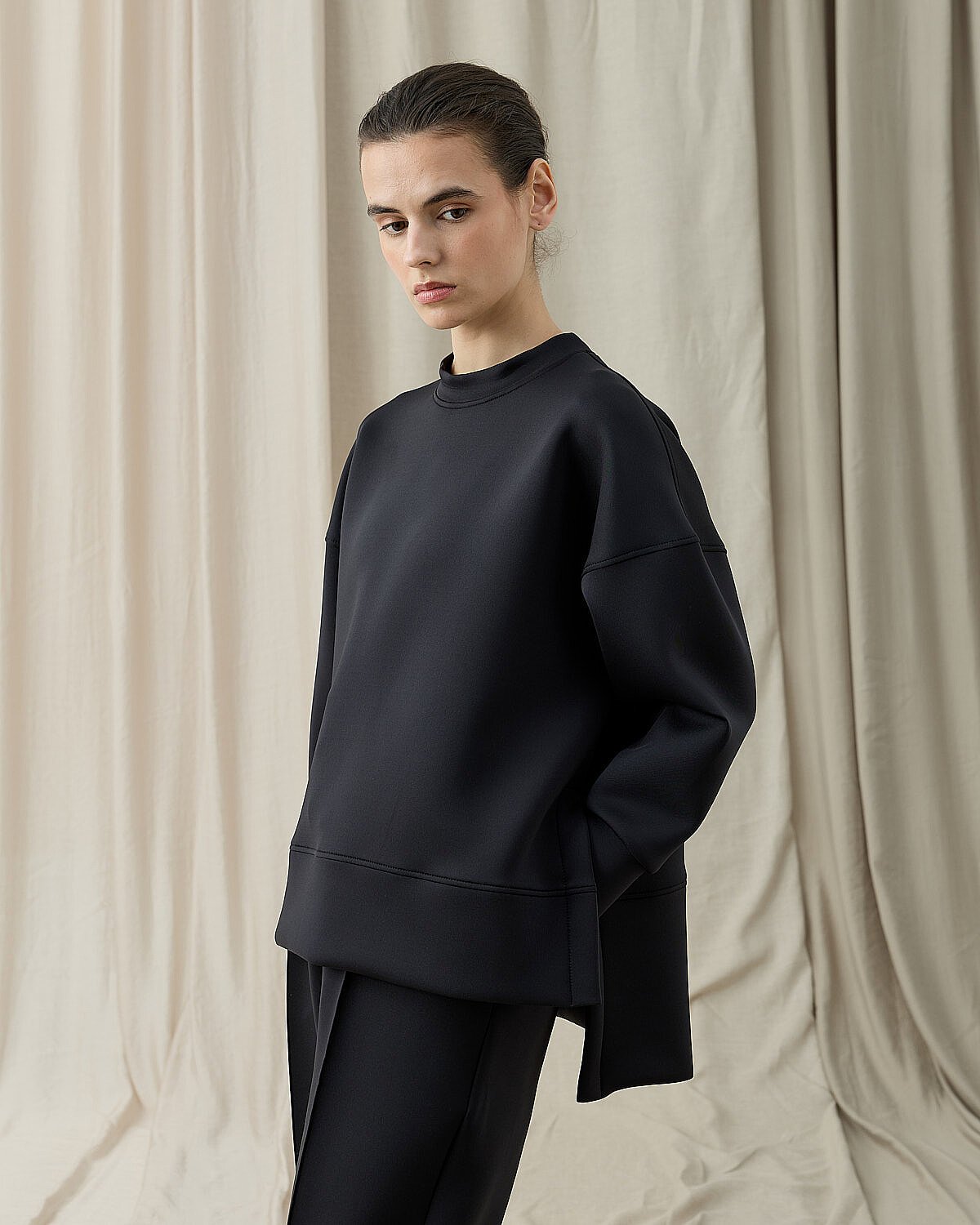 Puf Fresh Yırtmaçlı Bluz Siyah - Aybikestil