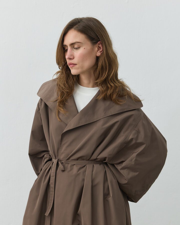 Salaş Yarasa Balon Kol Uzun Trençkot Haki - Aybikestil (1)