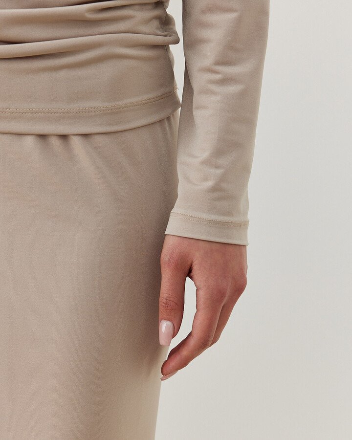 Sandy Düz Dar Uzun Kalem Etek Bej - Aybikestil (1)