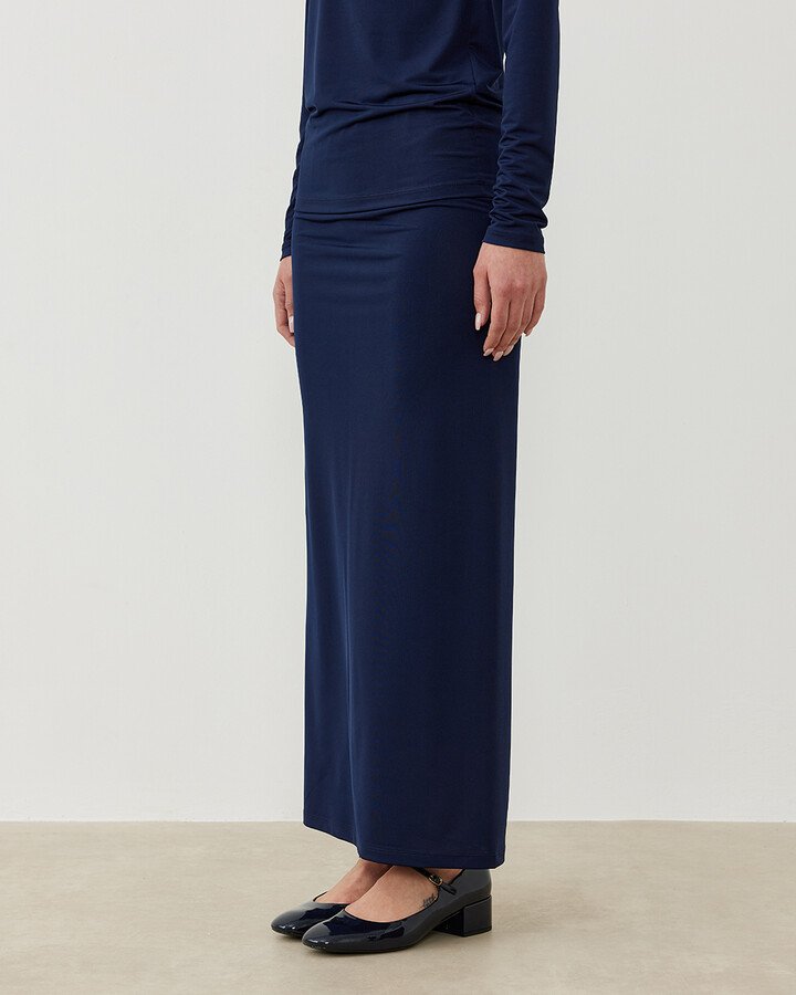 Sandy Düz Dar Uzun Kalem Etek Lacivert - Aybikestil (1)