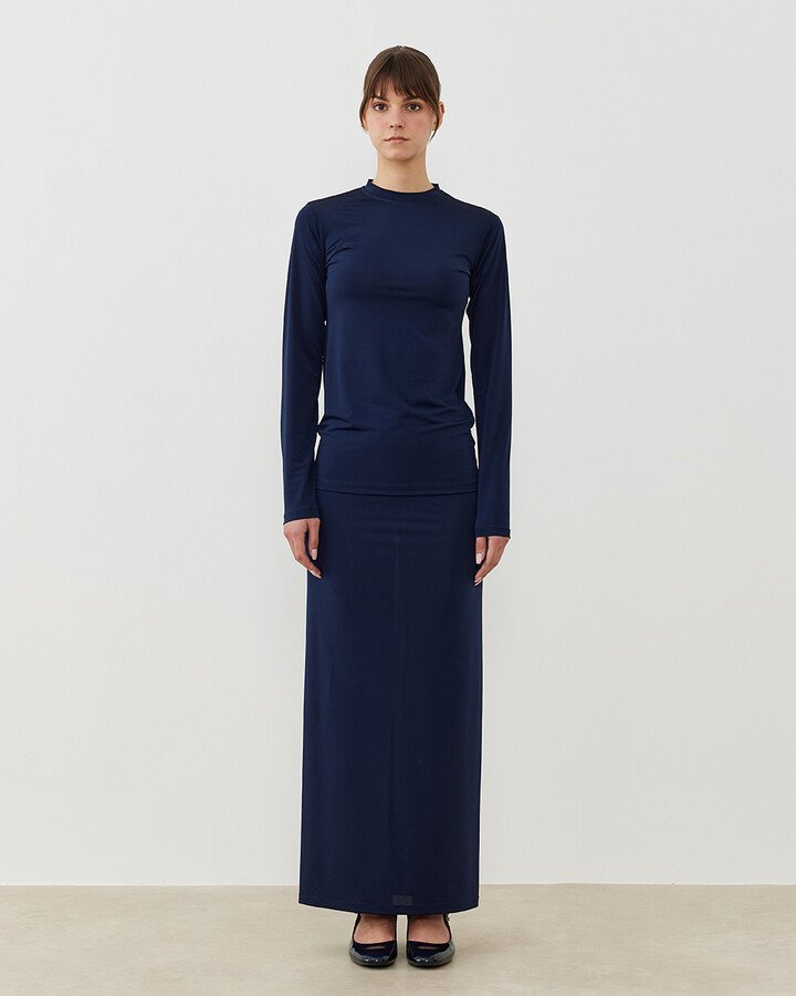 Sandy Düz Dar Uzun Kalem Etek Lacivert - Aybikestil (1)