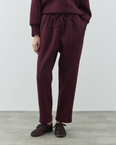 Şardonlu Üç İplik Lastikli Havuç Eşofman Altı Bordo 