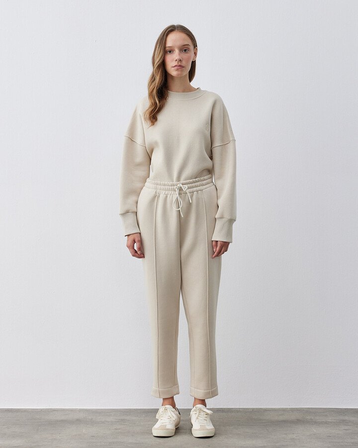 Şardonlu Üç İplik Lastikli Havuç Eşofman Altı Krem - Aybikestil (1)