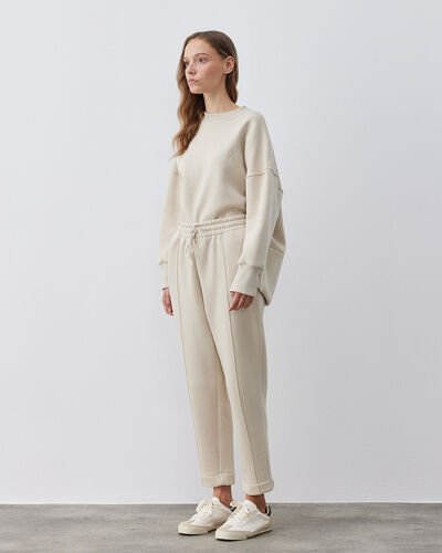 Şardonlu Üç İplik Lastikli Havuç Eşofman Altı Krem - Aybikestil (1)