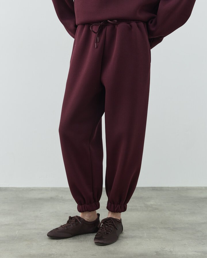 Şardonlu Üç İplik Paçası Lastikli Jogger Eşofman Altı Bordo - Aybikestil (1)