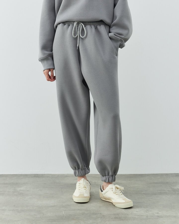 Şardonlu Üç İplik Paçası Lastikli Jogger Eşofman Altı Gri - Aybikestil