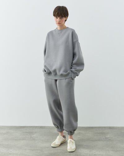 Şardonlu Üç İplik Paçası Lastikli Jogger Eşofman Altı Gri - Aybikestil (1)