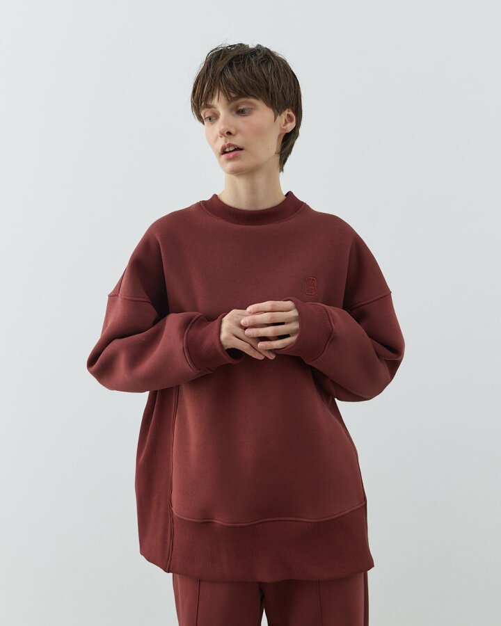 Şardonlu Üç İplik Yanı Ribanalı Stil Sweatshirt Terra Cotta - Aybikestil (1)