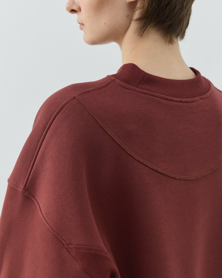 Şardonlu Üç İplik Yanı Ribanalı Stil Sweatshirt Terra Cotta - Aybikestil (1)