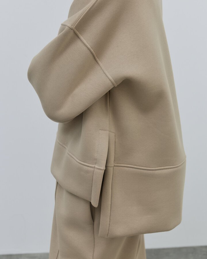 Şardonlu Üç İplik Yırtmaçlı Sweat Bluz Taş - Aybikestil (1)