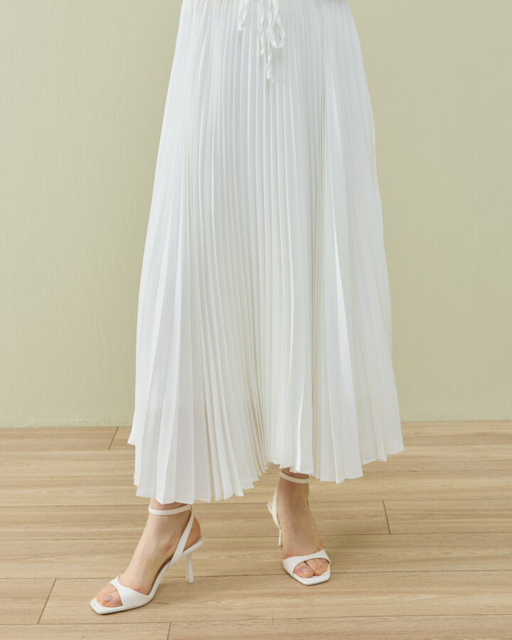 Saten Asimetrik Çok Pilisoley Etek Ekru - Aybikestil