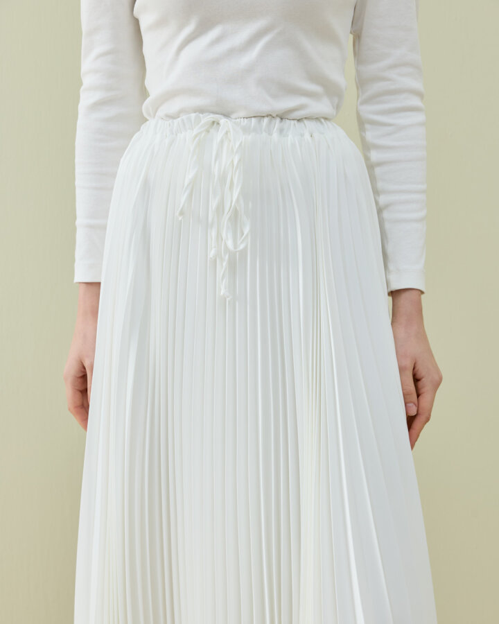 Saten Asimetrik Çok Pilisoley Etek Ekru - Aybikestil (1)