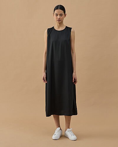 Saten Kolsuz Elbise İçlik Astarı Siyah 