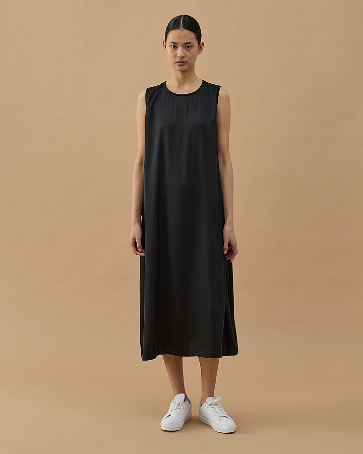 Saten Kolsuz Elbise İçlik Astarı Siyah