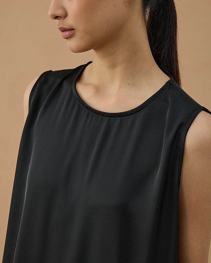 Saten Kolsuz Elbise İçlik Astarı Siyah - Aybikestil (1)