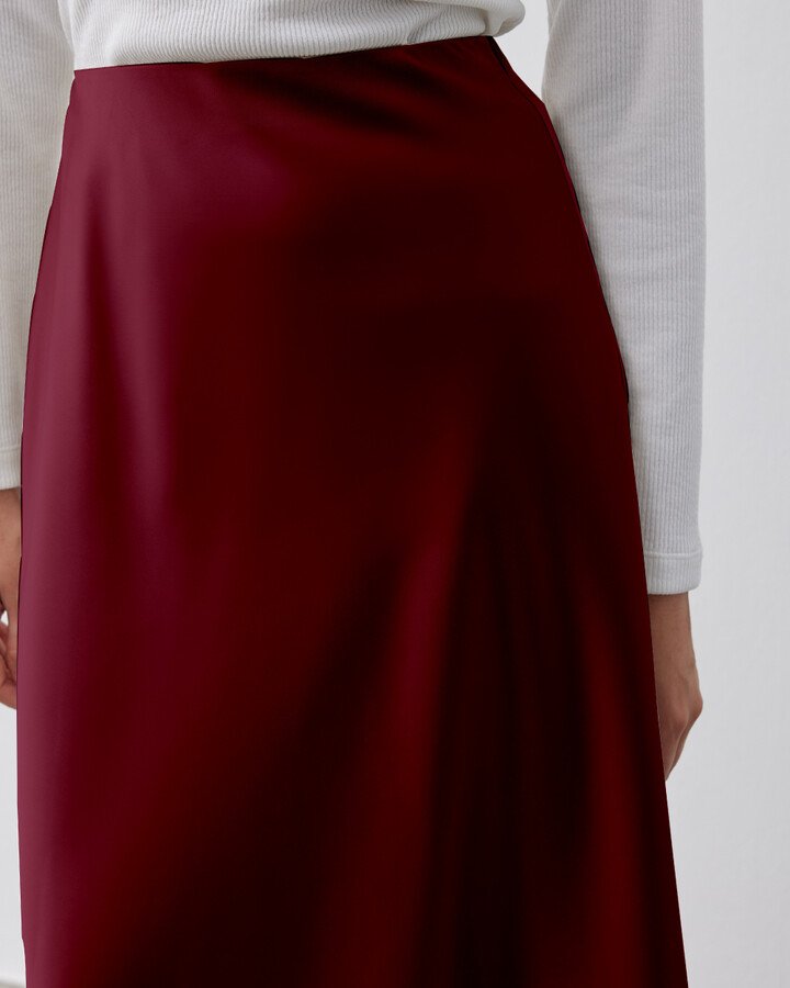 Saten Uzun Balık Etek Bordo - Aybikestil (1)
