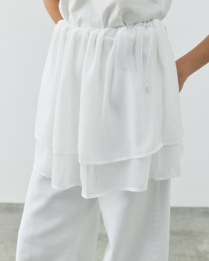 Şifon Fonksiyonel Katlı İçlik Etek Ekru - Aybikestil (1)