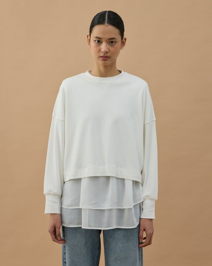 Şifon Fonksiyonel Katlı İçlik Etek Ekru - Aybikestil (1)