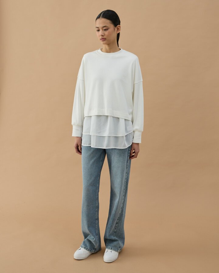 Şifon Fonksiyonel Katlı İçlik Etek Ekru - Aybikestil (1)