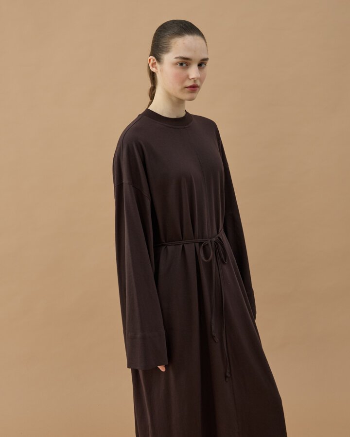 Süprem Basic Dikişli Bol Elbise Kahve - Aybikestil (1)