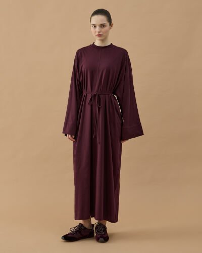 Süprem Basic Dikişli Bol Elbise Mürdüm 