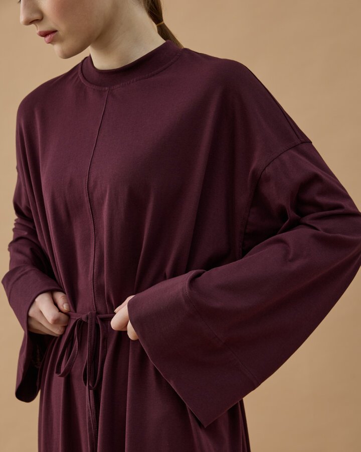 Süprem Basic Dikişli Bol Elbise Mürdüm - Aybikestil (1)