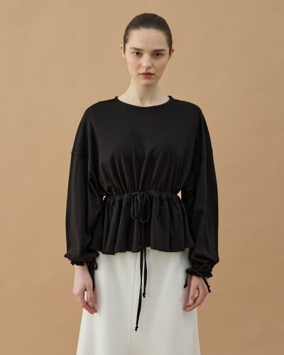Süprem Belden Ayarlamalı Büzgülü Bluz Siyah 