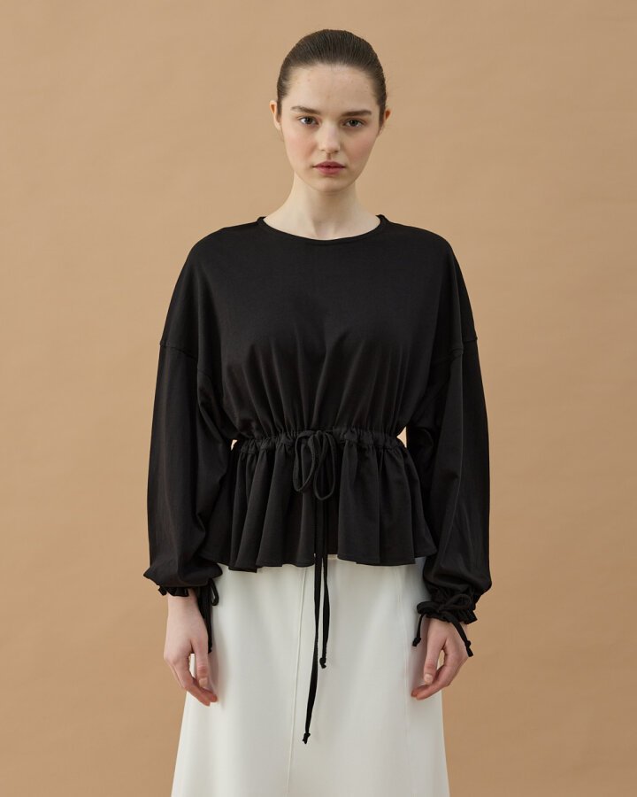 Süprem Belden Ayarlamalı Büzgülü Bluz Siyah