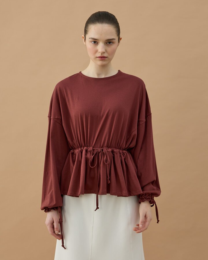 Süprem Belden Ayarlamalı Büzgülü Bluz Terra Cotta