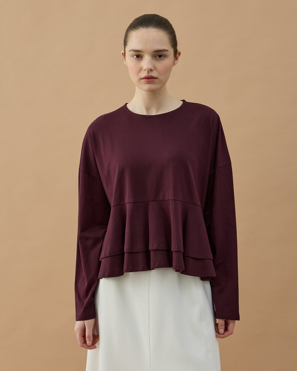 Süprem Çift Kat Volanlı Bluz Mürdüm - Aybikestil