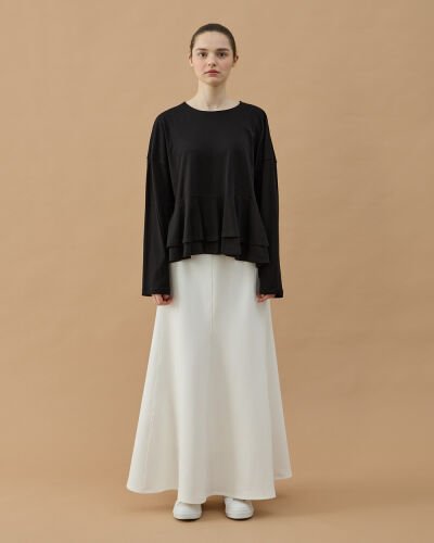 Süprem Çift Kat Volanlı Bluz Siyah - Aybikestil (1)