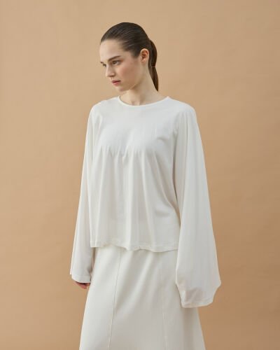 Süprem Crop Pelerin Bluz Ekru 
