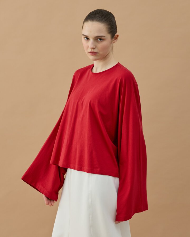 Süprem Crop Pelerin Bluz Kırmızı - Aybikestil (1)