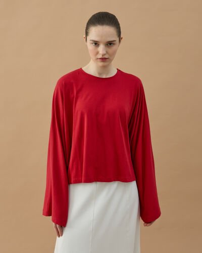 Süprem Crop Pelerin Bluz Kırmızı 