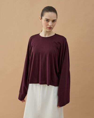 Süprem Crop Pelerin Bluz Mürdüm 