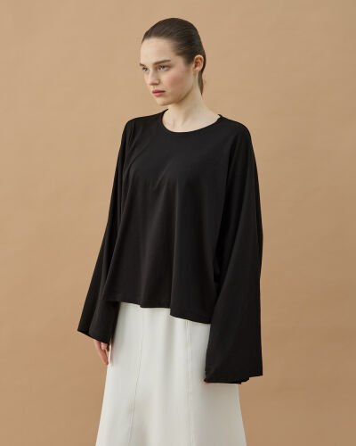 Süprem Crop Pelerin Bluz Siyah 
