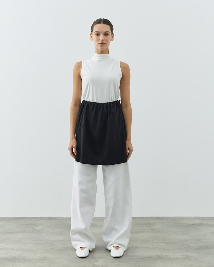 Süprem Fonksiyonel Yırtmaçlı İçlik Etek Siyah - Aybikestil (1)